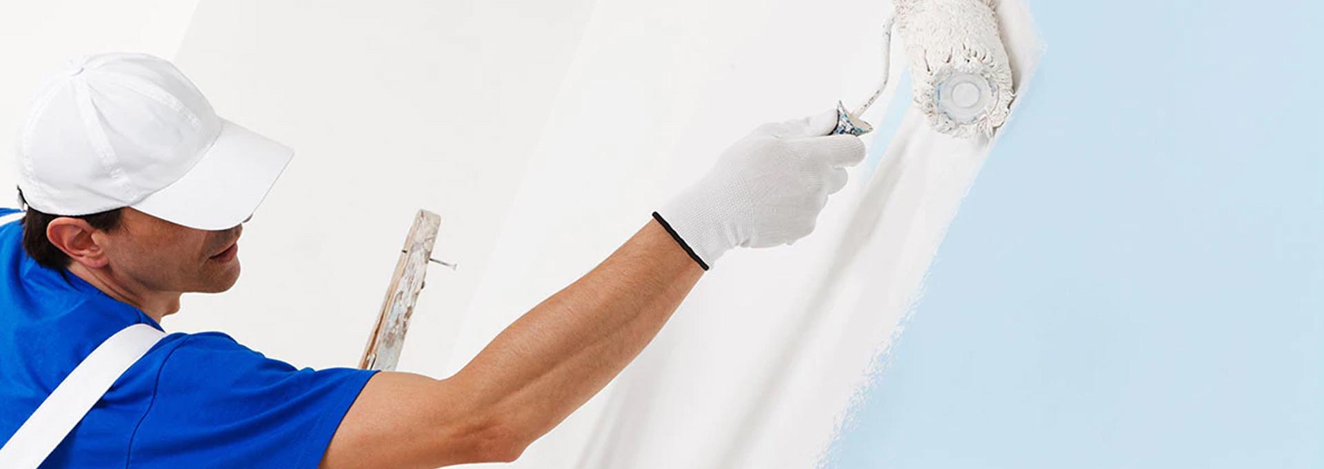 Axis Interiors painter rolling fresh paint onto an interior wall